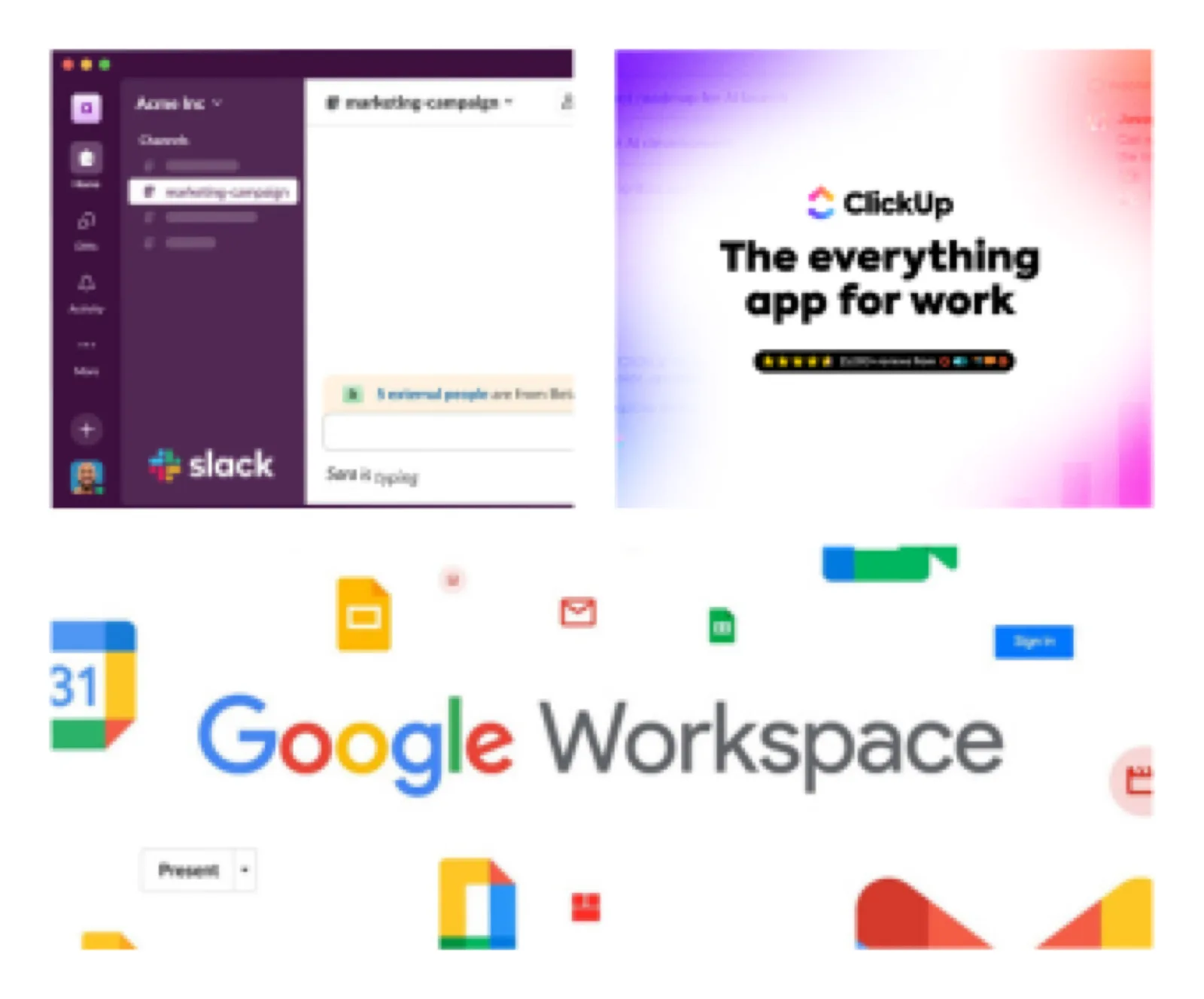 Slack ClickUp Google Workspace